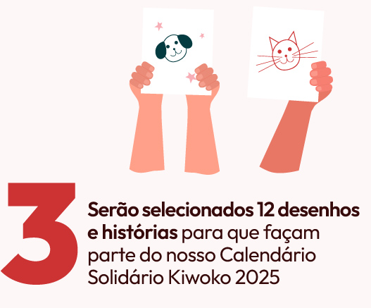 Serão seleccionados 12 desenhos e histórias para que formem parte do nosso Calendário Solidário Kiwoko 2025.